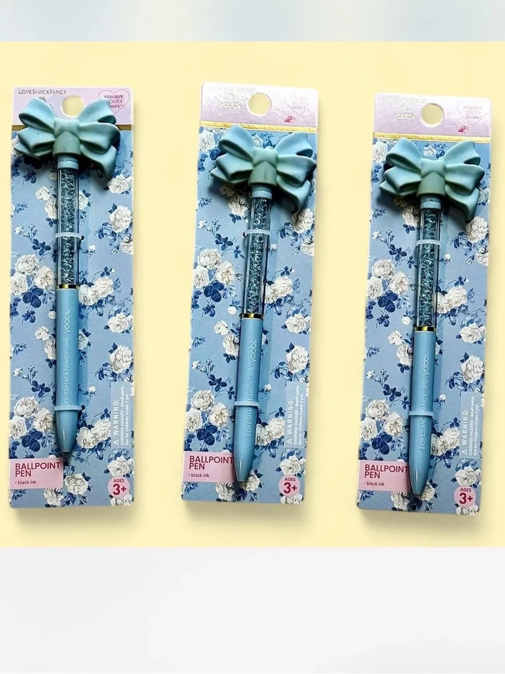 Loveshackfancy -Yoobi Blue bow pens- 3-Pack